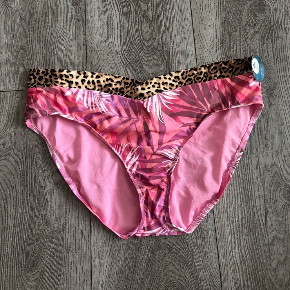 Decree Pink and Leopard Print Bikini Bottoms